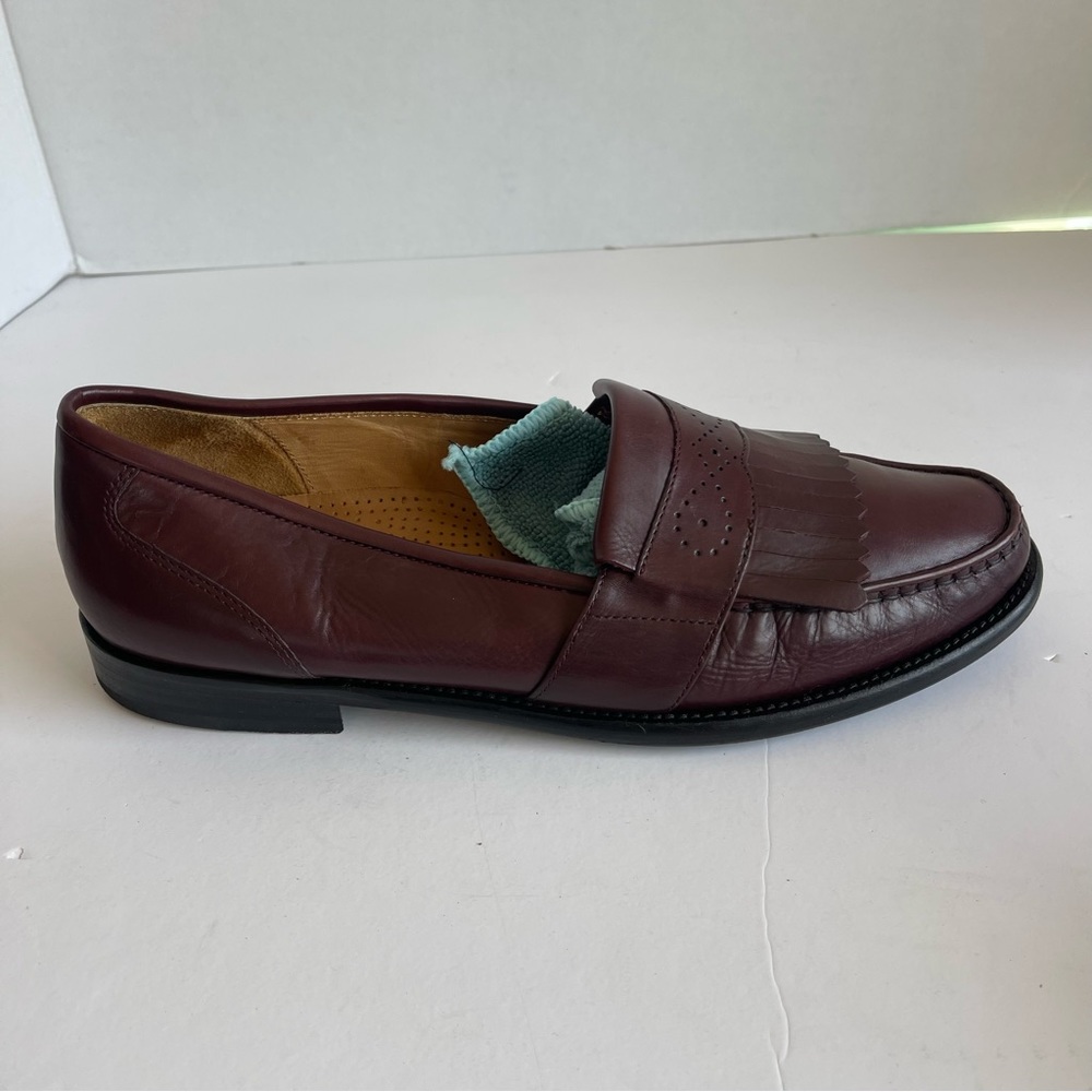 Men's Cole Haan Loafers Dress Shoes Size 10.5 Burgundy Leather Kiltie - Picture 1 of 10